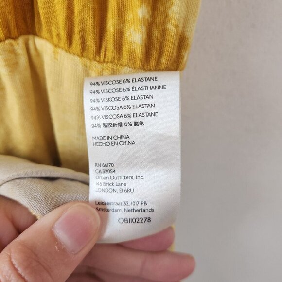 Free People Alyssa Wrap Dress Tie-Dye Yellow Full Length Maxi Women's L - Picture 11 of 11